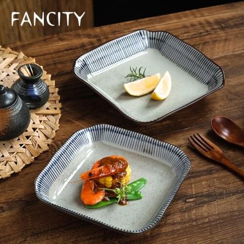 FANCITY Square ceramic plates, creative dishes, home square fruit plates, square plates, restaurant soup plates