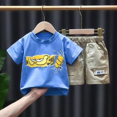 Summer Baby Boy Girl Cartoon Clothes Outfit Suit Cute Children Kids Boys T-shit+ Shorts 2Pcs/Set Toddler Casual Cotton Clothing