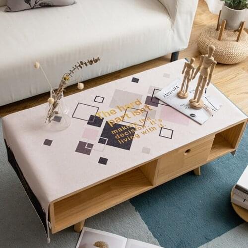Fashion Home cotton and linen Rectangle waterproof PINK Geometric tablecloth Table flag Tea table cover