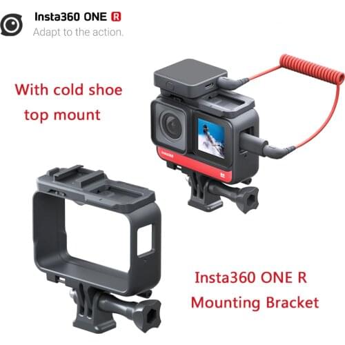 Insta360 ONE R Mounting Bracket Cage Case Guards Protection frame with cold shoe top mount to attach external mic /lights