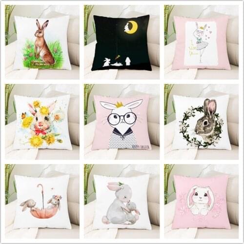 Cartoon Rabbit Colorful Cushion Cover Throw Pillow Case for Home Chair Sofa Decoration Square Pillowcases