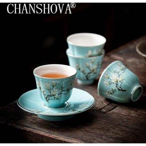 CHANSHOVA Chinese style Handmade Ceramic 50ml tea cup and saucer set Personality China porcelain H659