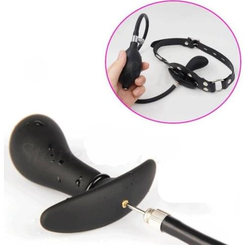 Inflatable Dildo Open Mouth Gag Oral Fixation Leather Fetish Bdsm Bondage Big Mouth Stuffed Sex Toys For Couples Erotic Games