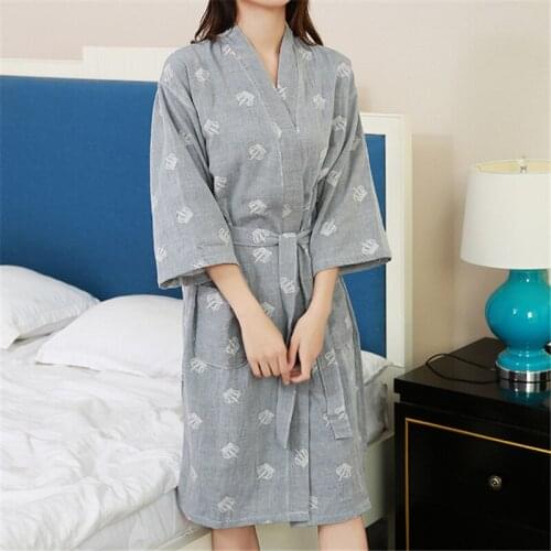Nightgown Water Absorbent Breathable Autumn Thin Lady Pajamas Double Gauze Japanese Robe Cardigan Yukata Pajamas Party пижама