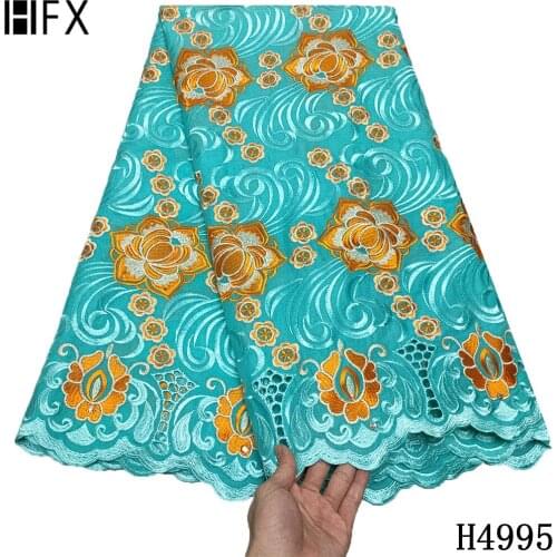 HFX Newest Lace Fabric Swiss Voile Soft Embroidered Brode Lace Fabric Swiss Voile In Switzerland 5 yards For Dubai Lace