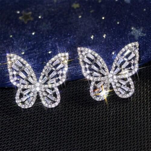 2021 New Trendy Butterfly Studs 925 Sterling Silver For Women Anniversary Gift Jewelry Wholesale E6092