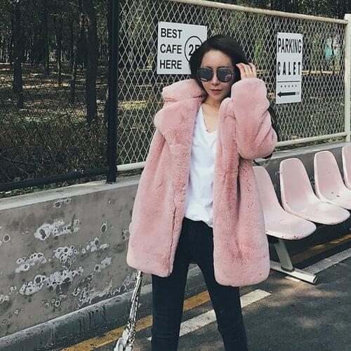 Faux fur coat Long teddy coat fur jacket Womens Coats Warm Soft Solid Outwear ladies Long Winter clothes plus size fashion Femme