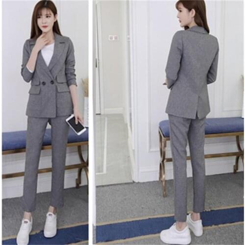 Joker casual professional suit spring and autumn new slim slimming professional wear two-piece trousers business womens uniform