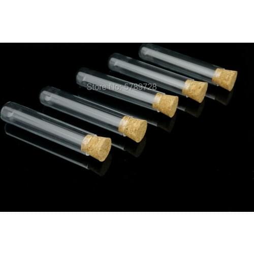 20pcs 20x100mm Glass round bottom test tube with cork stopper,Thickened flat - mouth lab test tubes Used in chemistry lab
