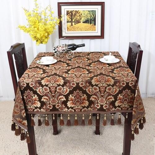 Luxury Embossed Jacquard Table Cloth High End European style Tassel Decorative Cloth Art Fashion Table Cover Dining Table Mats