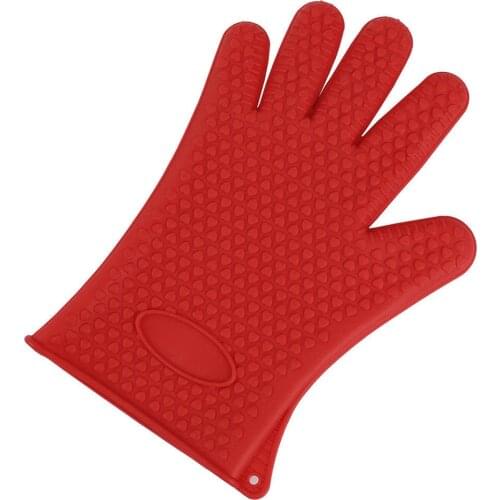 Silicone BBQ Heat Resistant Gloves Oven Grill Pot Holder Kitchen Cooking Mitts 1 Pair J2Y