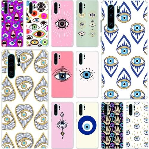 Evil Eye Illustrations Silicone Phone Case for Huawei P50 P40 Pro P30 Lite P20 Pro P8 Lite 2017 P Smart Z 2020 2021 Soft Cover