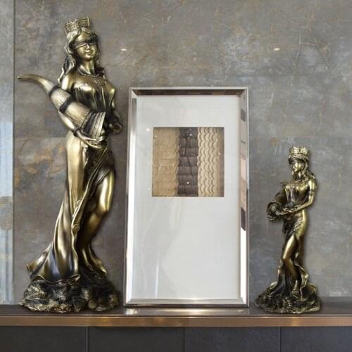 Large Size Resin Blinded Greek Wealth Goddess Fortuna Figurine Plouto Lucky Fortune Sculpture Office Gift Home Decor MJ