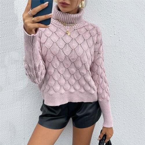 Women Autumn Winter Sweaters Pullover Knitted Sweater Women Turtleneck Casual Top Pull Femme Long Sleeve Tops Womens Jumper