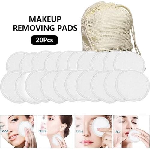 16/20pcs Reusable Bamboo Fiber Black White Washable Rounds Pads Makeup Removal Cotton Pad Cleansing Facial Pad Tool New