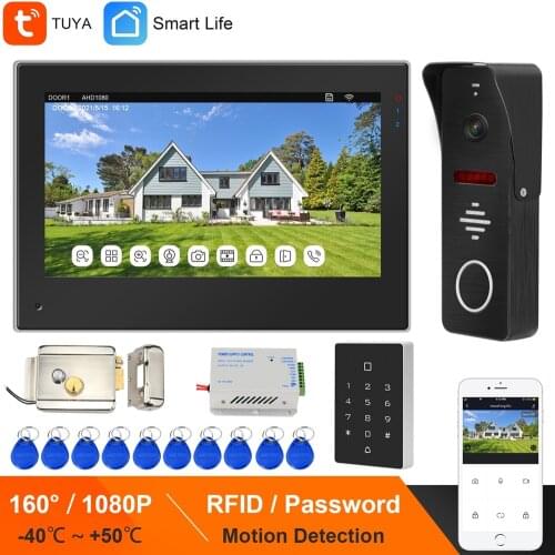 HomeFong Wired Video Door Phone with Lock Access Control System Home Security Intercom Support Motion Detection Password Unlock