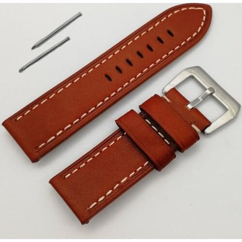 Vintage leather watchband brand new 26mm leather stainless steel needle buckle hand-made watch accessories