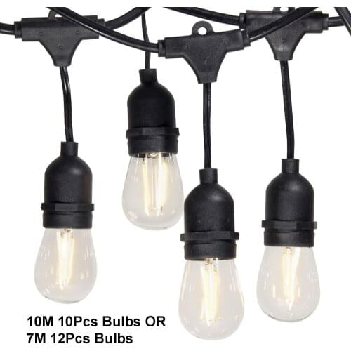 Waterproof 7M 12pcs/10M 10pcs LED Bulbs String Lights Indoor Outdoor E26 E27 Street Garden Backyard Holiday String Lights