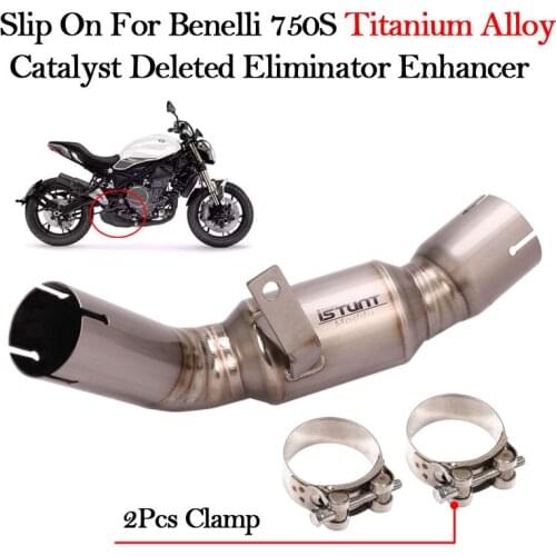Slip On Motorcycle Exhaust Modified Titanium Alloy Escape Muffler Middle Mid Link Pipe For Benelli 750S BJ750GS Catalyst Deleted