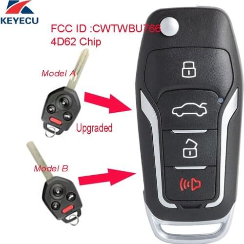 KEYECU Replacement Upgraded Flip Remote Car Key Fob 4B 433MHz 4D62 for Subaru Tribeca Outback Legacy 2008-2010 FCC: CWTWB1U766