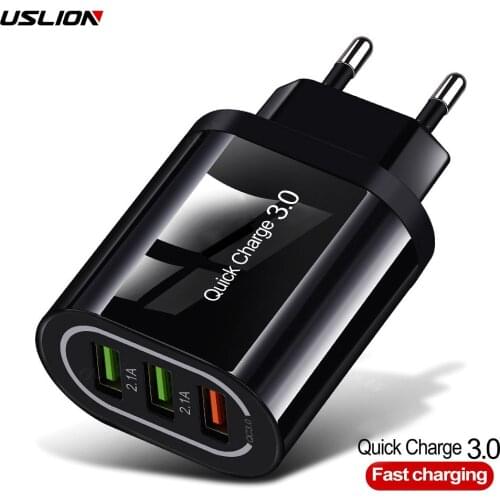 USLION Quick Charge 3.0 USB Phone Charger For Samsung S8 S9 Xiaomi mi 8 Huawei Fast Wall Charging For iPhone 6 7 8 X XS Max iPad