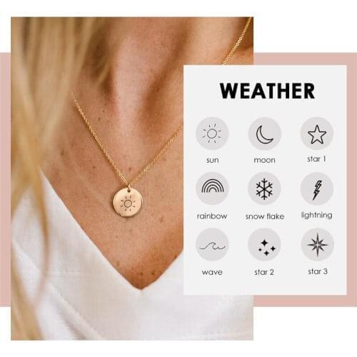 Visunion Custom Necklace Dainty Minimalist Design Engraved Weather Lightening Style Necklace for Women Engagement Party New