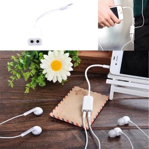 1PC 3.5mm White Double Earphone Headphone Y Splitter Cable Cord Adapter Jack Plug Audio Cable Cellphone Accessories