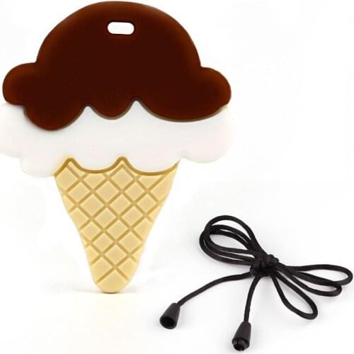Ice Cream Teething Toys Baby Teethers Food Grade Silicone Teether For Kids Chew Teething Necklace Pendant 1pc