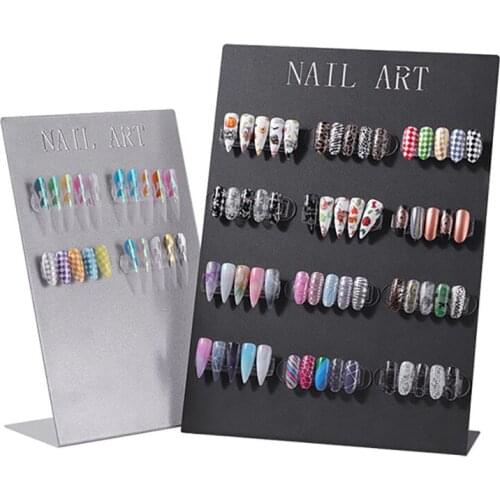 1Pc Nail Art Display Stand Titanium Alloy False Nail Tips Gel Polish Display Card Board Showing Shelf Fake Nail Polish Holder