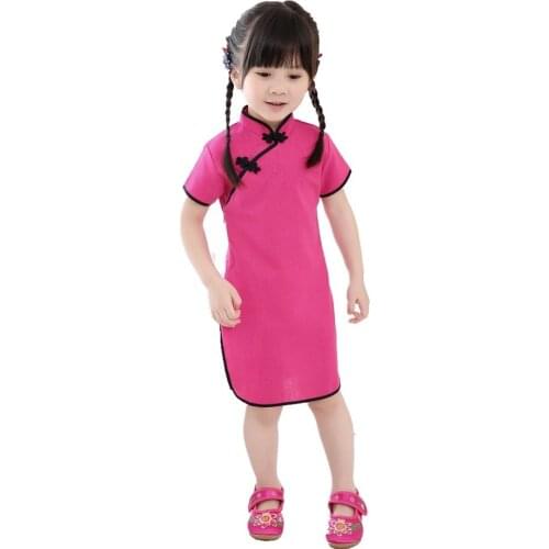 2020 Chinese dress baby girl clothes summer style infantis QIPAO cheongsam cotton Traditional dresses