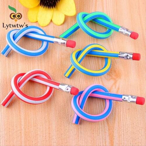 4 Pieces Korean stationery cute Candy Color Soft Flexible Standard Pencils School Fashion Office
