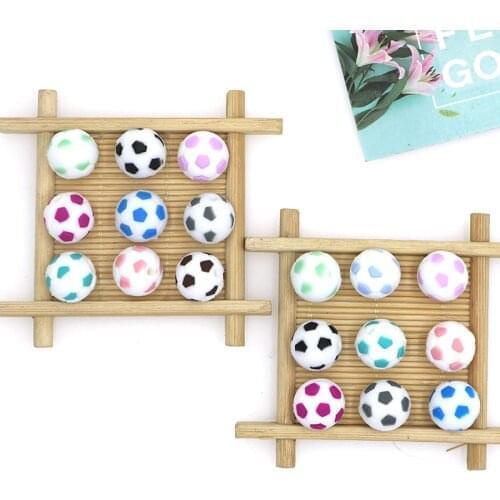 Kovict 50/100pcs Silicone Beads 15mm Baby Teether Football Food Grade Silicone Soccer Round Bead BPA Free Bracelet
