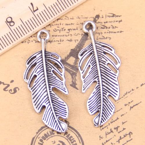 10pcs Charms feather 40x16mm Antique Pendants,Vintage Tibetan Silver Jewelry,DIY for bracelet necklace