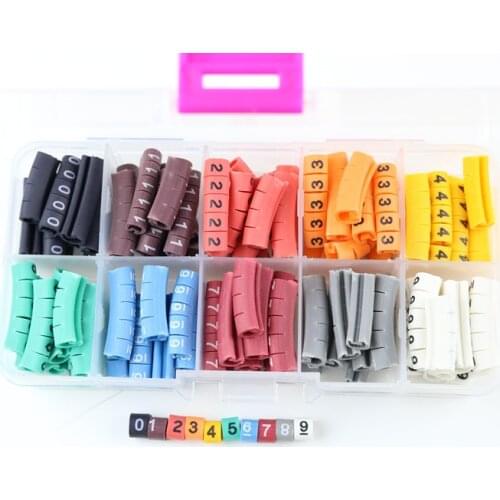 500PCS/ box EC-1 2.5mm2 cable marking 0-910 different colors mixing