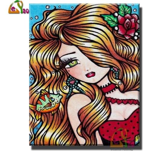 5D Diy Diamond Painting Cartoon Girl Portrait Full Square/Round Diamond Embroidery Mosaic Kit Handmade Products