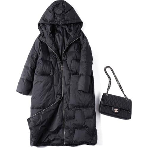 Ailegogo New Winter Lightweight Down Jackets Women Loose Warm Batwing Long Coat Female Ultra Light Down Parkas Snow Outwear