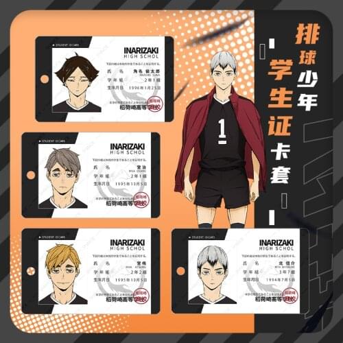 Anime Haikyuu!! Kei Tsukishima Hinata Shoyo Shinsuke Kita Card Case Cover Student ID Bus Bank Card Holder Keychain Pendant Gift