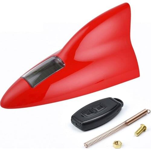 Car Shark Fin Antenna Base Cover Aerial Trim with Remote Control Solar Automobile Top LED Warning Light Signal Receiver