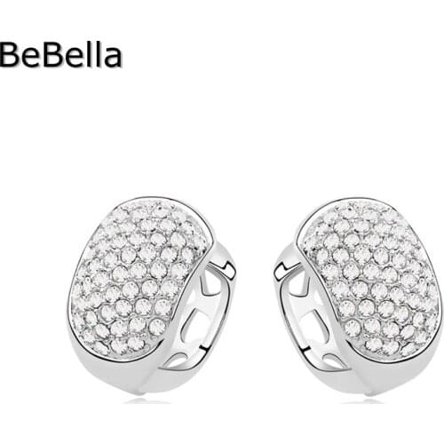 BeBella trendy 6 colors pea shape stud earrings for women made with Czech crystal for girls Christmas gift