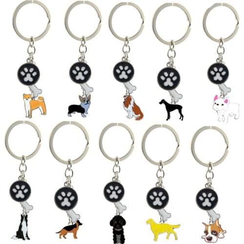 Cartoon Cat Pet Footprints Bone Dogs Keychain Bag Car Key Chain Ring Holder Charms Keychains for Men Women Gifts