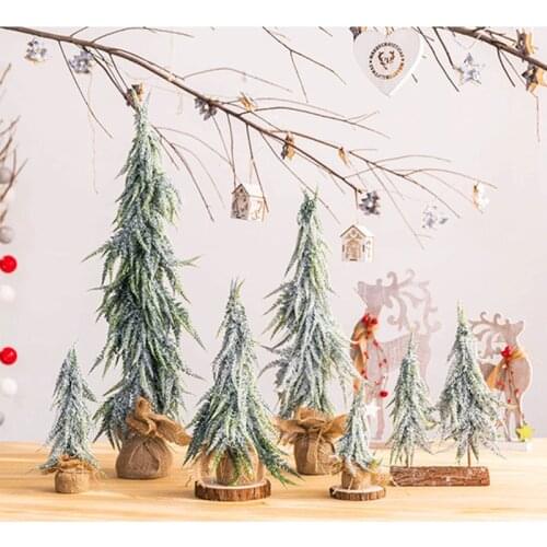 Christmas Tree Decor Flocking Snow Desktop Mini Small Christmas Tree Mall Window New Year Christmas Decoration Supplies ww108