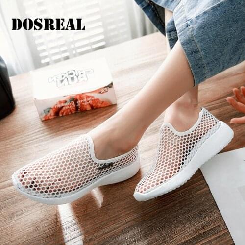 DOSREAL Summer Mesh Shoes For Women Loafers Slip On Breathable Fashion Women Flats Casual Light Walking Shoes Big Size 41