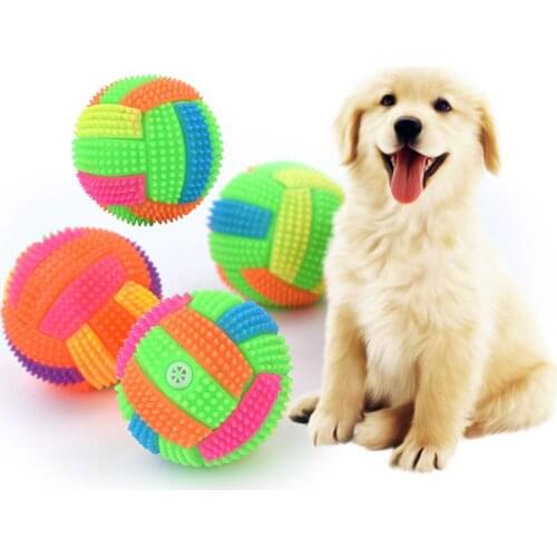 Pet Toys Flashing Bouncy Volleyball Ball LED Light Hedgehog Bouncing Pet Dog Resistance To Bite Dog Chew Toys Pet Training Toy