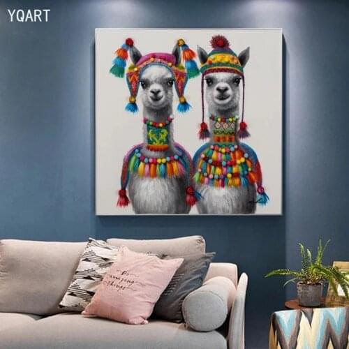 Graffiti Artwork of Cute Alpaca Dog Frog Canvas Paintings Abstract Animal Posters Wall Art Pictures for Living Room Home Decor