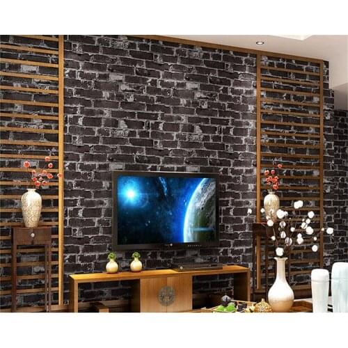 Beibehang classic nostalgic gray brick pvc wallpaper three-dimensional brick hotel clothing store backdrop wall papel de parede