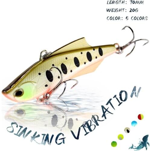 KoKossi 1PCS 20G/70MM VIB Fishing Lure Sinking Vibration Artificial Hard Bait Long Shot Bait Wobbler Winter Fishing Tackle Tools