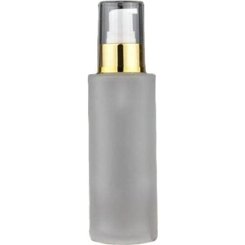 100ML frosted glass bottle with gold press pump for lotion/emulsion/serum/foundation/gel /essence cosmetic packing glass bottle