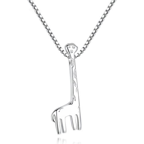 MetJakt S925 Sterling Silver Simple Womens All-match Deer Pendant Necklace