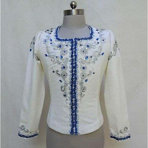 Man Dancewear Boy White Tunic Ballet Costumes For Performance Custom-made Service White/Blue Color MT003A