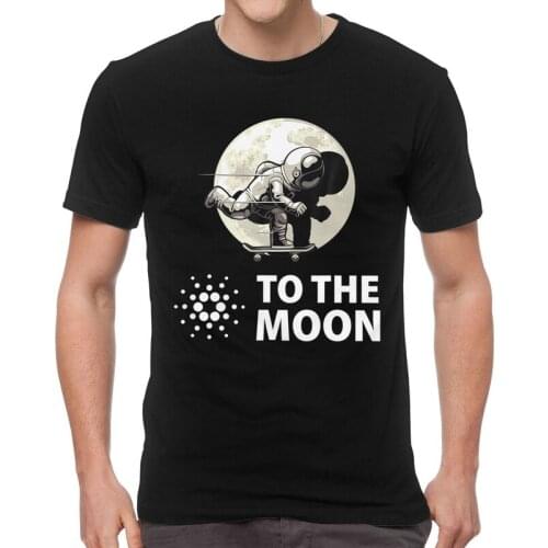 Male Cardano To The Moon T-Shirt Graphic Astronaut ADA Crypto Tshirt Short Sleeve Cool T Shirt Homme Cotton Tee Tops Merch